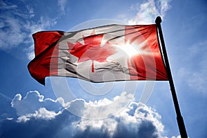 Backlit Canadian flag