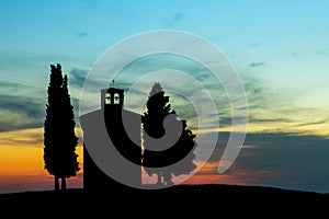 Backlit chapel in Tuscany