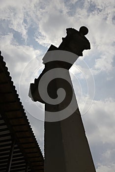 Backlit cross at the Palacio Arzobispal, Plaza de la Independencia, Quito, EC