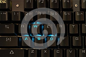 Backlit gaming buttons on the keyboard