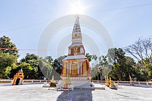 Backlit image, sunrise, pagoda, Thai temple, Buddhist religion, bright sky