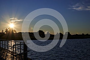 Backlit shot of a sunset at the coast of the Baltic Sea in Germany