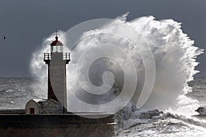 Backlit stormy wave