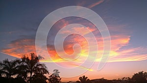 Backlit sunset clouds to the south