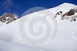 Backountry mountain after snowfall