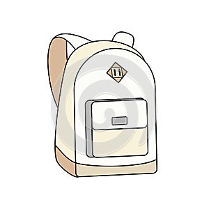 Backpack bag rucksack vector white isolate. Youth fashion hipster school boy girl knapsack illustration logo sign poster