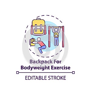 Backpack for bodyweight exercise concept icon