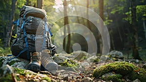 The backpack and boots.AI generated image