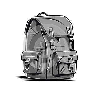 Backpack carrying adventure equipment, hiking