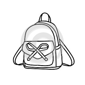 Backpack coloring page for kids or toddler. Cute coloring backpack for girls.