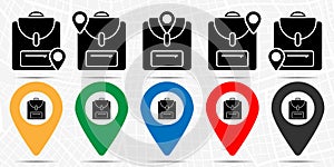 Backpack icon in location set. Simple glyph, flat illustration element of autumn theme icons