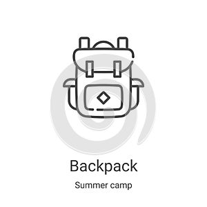 backpack icon vector from summer camp collection. Thin line backpack outline icon vector illustration. Linear symbol for use on