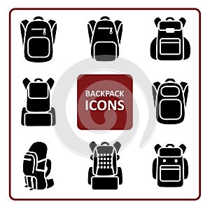 Backpack icons set