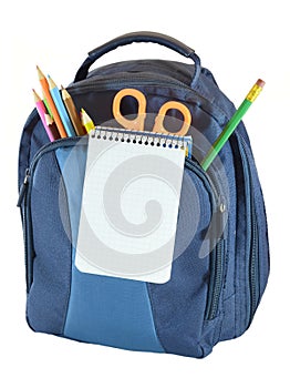 Backpack with school object photo