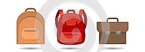 Backpack. rucksack. Knapsack. Schoolbag. Sack clip art set