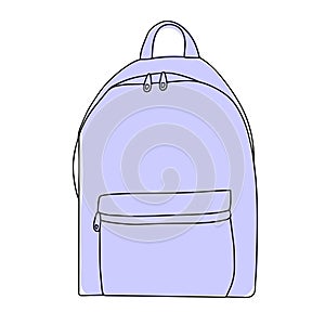 Backpack. School briefcase. Drawing in one line. Vector illustration isolated on a white background