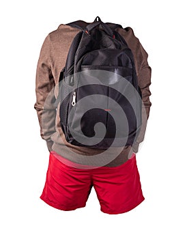 backpack  shorts  sweater isolated on white background
