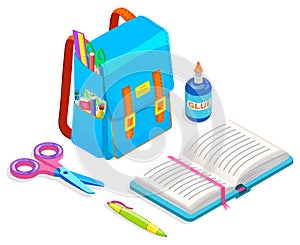 Backpack with Supplies, Educational Object Vector