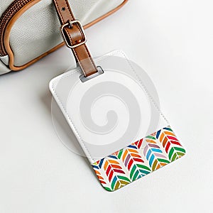 Backpack tag on white background