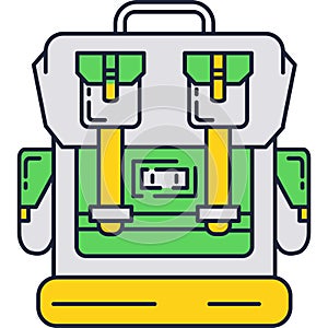 Backpack tourist bag vector travel rucksack icon