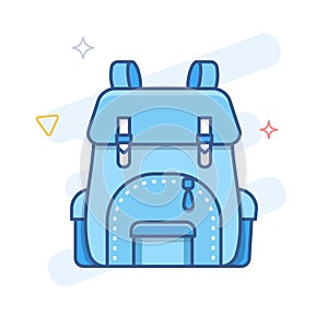Backpack vector outline icon. School bag line illustration.