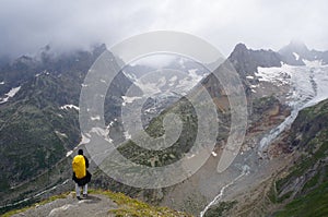 Backpacker admiring the view