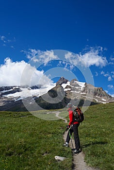 Backpacker admiring the view