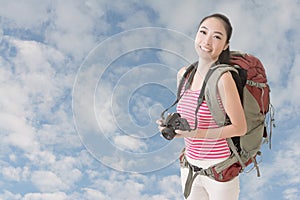 Backpacker with camera