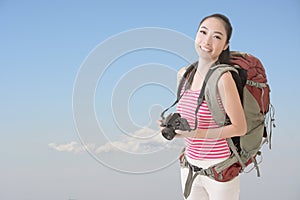 Backpacker with camera