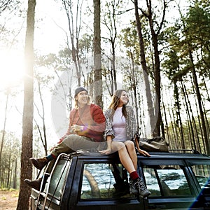 Backpacker Couple Travel Adventure Happiness Concept
