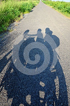 Backpacker couple travel by motorbike