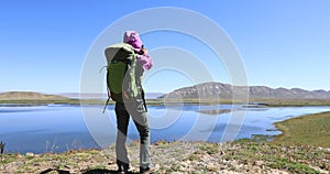 Backpacker enjoy the view