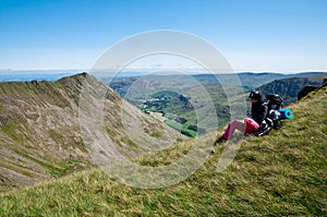 Backpacker in the Mountains photo