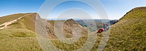 Backpacker in the Mountains - panorama photo