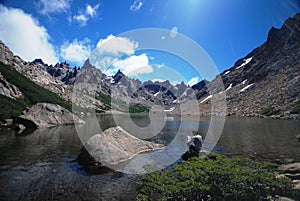 Backpacker in the outdoors photo