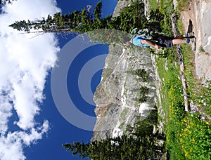 Backpacker in the outdoors