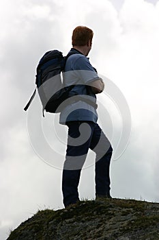 Backpacker on the summit