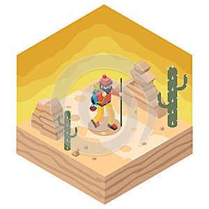 Backpacker Traveler Polygonal Character Walk