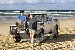 Backpackers 4WDing on Australia's Fraser Island photo