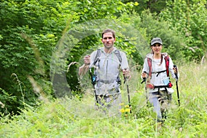 Backpackers on hiking trip