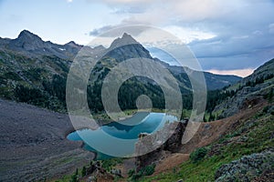 Backpacking around Blue Lakes in Colorado`s San Juan Mountains