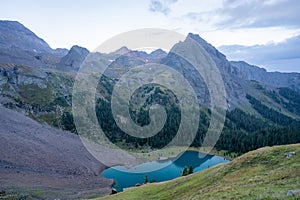 Backpacking around Blue Lakes in Colorado`s San Juan Mountains