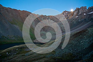 Backpacking around Blue Lakes in Colorado`s San Juan Mountains