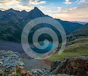 Backpacking around Blue Lakes in Colorado`s San Juan Mountains