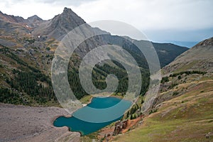 Backpacking around Blue Lakes in Colorado`s San Juan Mountains