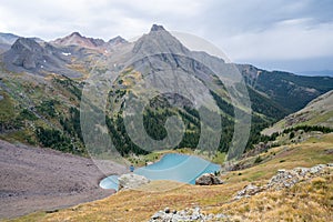 Backpacking around Blue Lakes in Colorado`s San Juan Mountains