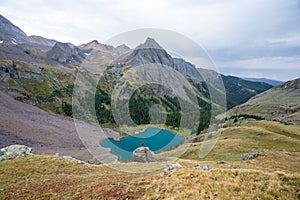 Backpacking around Blue Lakes in Colorado`s San Juan Mountains