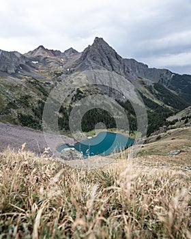 Backpacking around Blue Lakes in Colorado`s San Juan Mountains