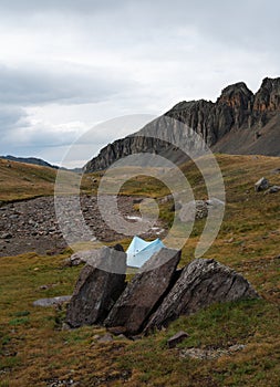 Backpacking around Blue Lakes in Colorado`s San Juan Mountains