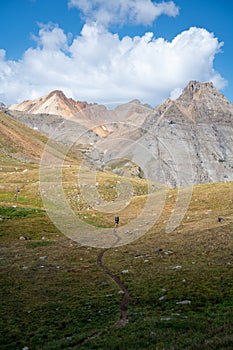 Backpacking around Blue Lakes in Colorado`s San Juan Mountains